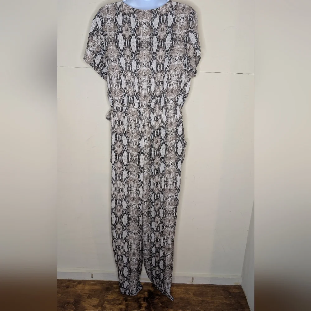 Venus Snake Print Jumpsuit Wrap Top - Picture 2 of 5